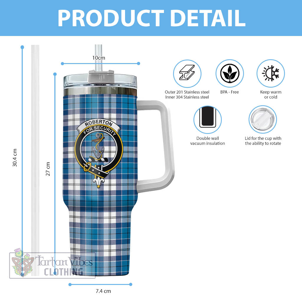 Roberton Tartan Tumbler with Handle with Family Crest - Tartan Vibes Clothing