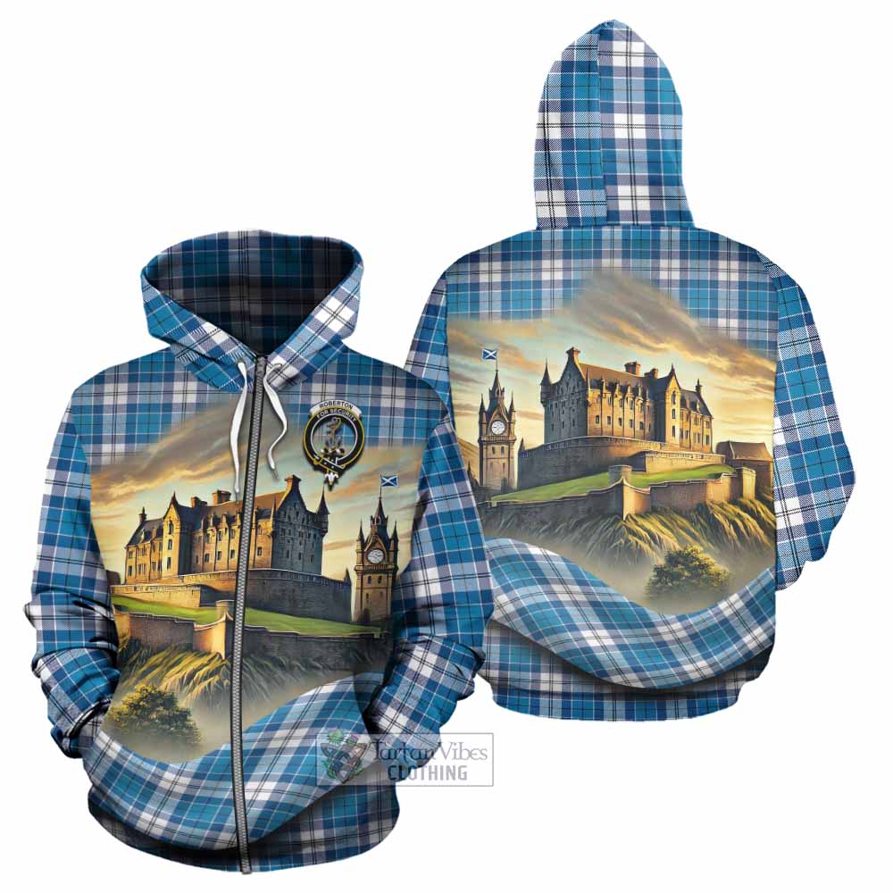 Roberton Tartan Family Crest Hoodie with Scottish Ancient Castle Style Zip Hoodie - Tartan Vibes Clothing