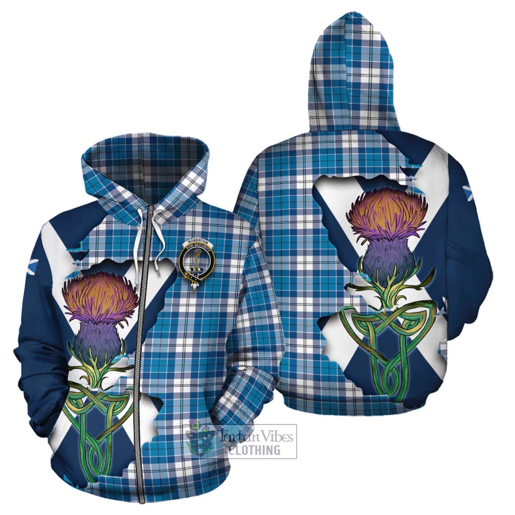Roberton Tartan Family Crest Cotton Hoodie Scottish Thistle Celtic Inspired Zip Hoodie - Tartan Vibes Clothing