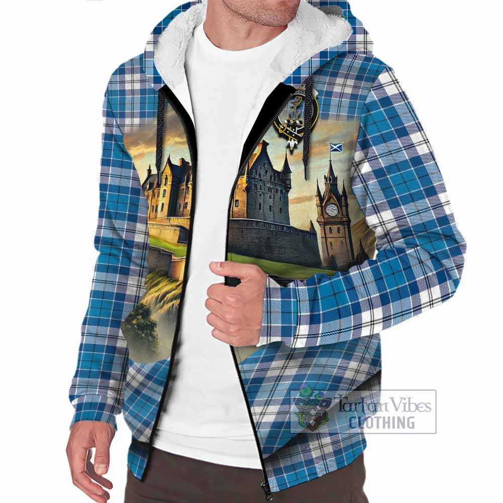Roberton Tartan Family Crest Sherpa Hoodie with Scottish Ancient Castle Style - Tartan Vibes Clothing