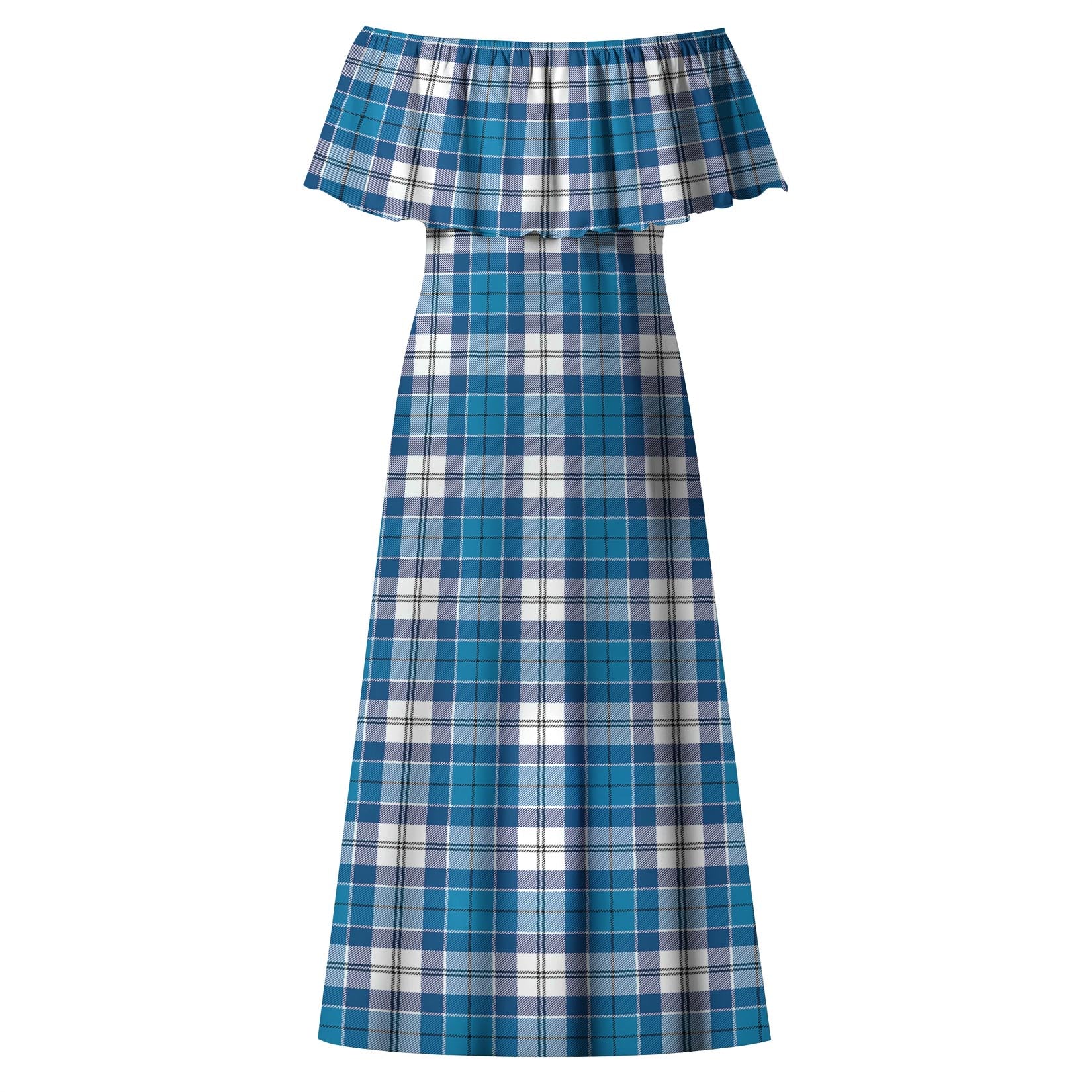 Roberton Tartan Off Shoulder Long Dress - Tartan Vibes Clothing