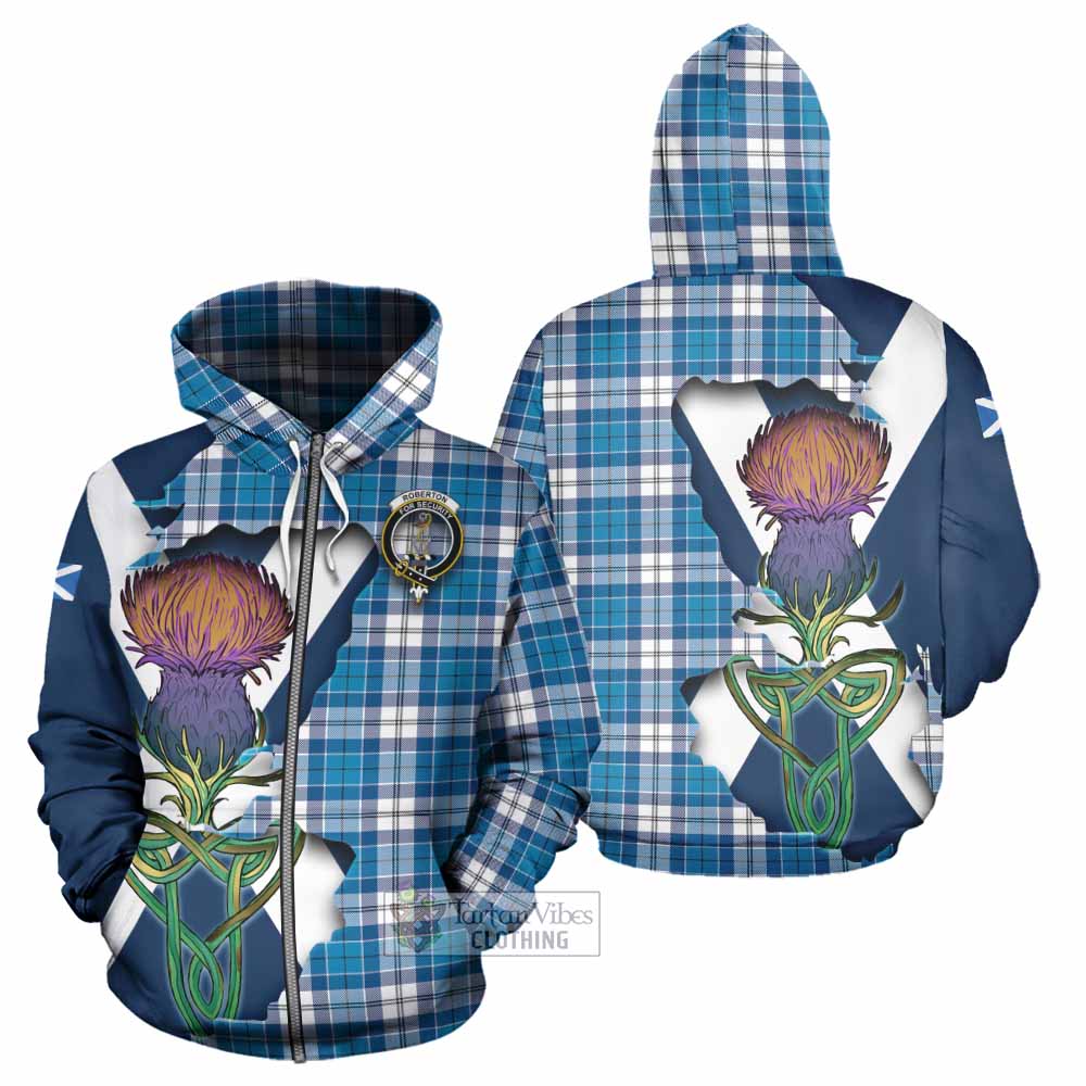 Roberton Tartan Family Crest Hoodie Scottish Thistle Celtic Inspired Zip Hoodie - Tartan Vibes Clothing