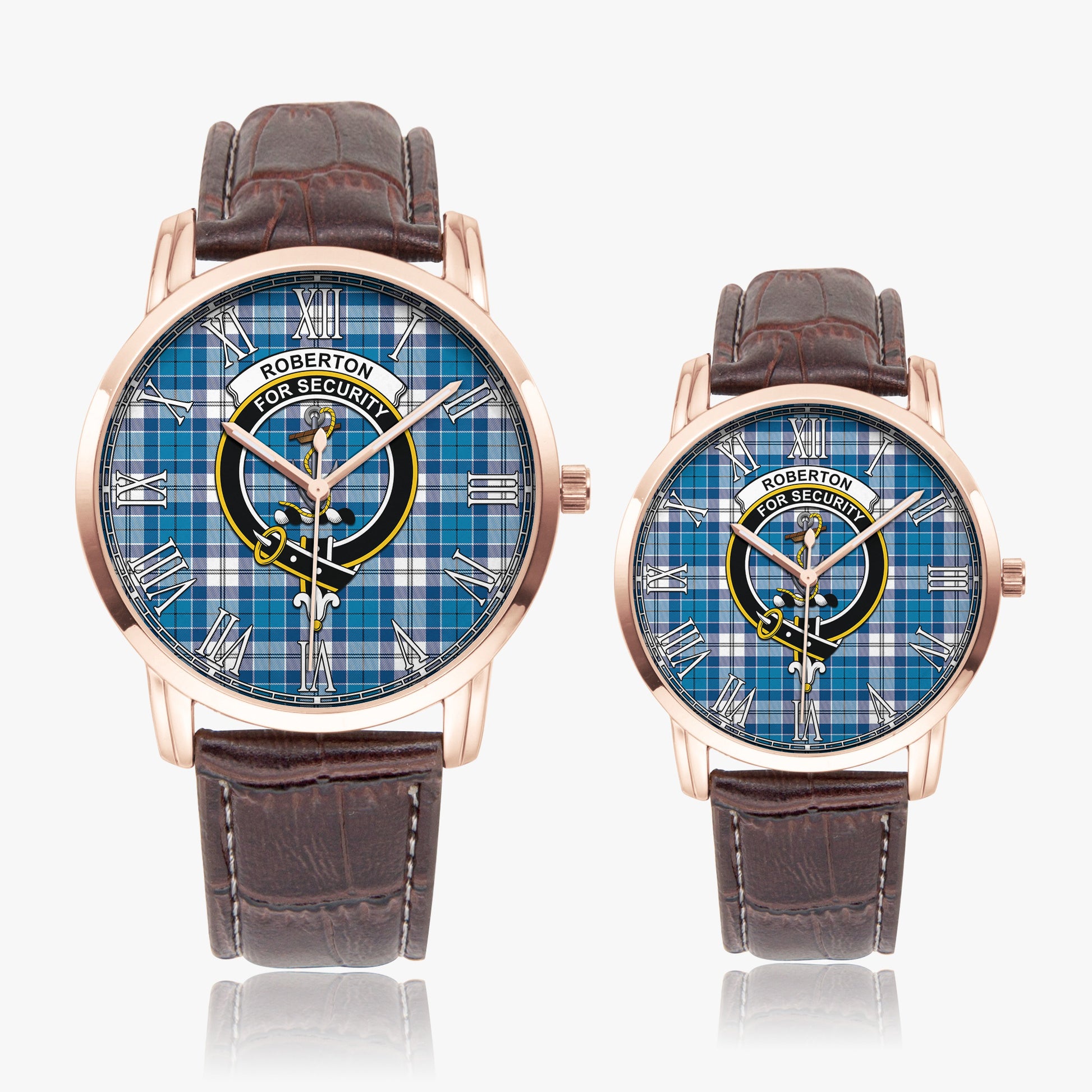 Roberton Tartan Family Crest Leather Strap Quartz Watch - Tartan Vibes Clothing