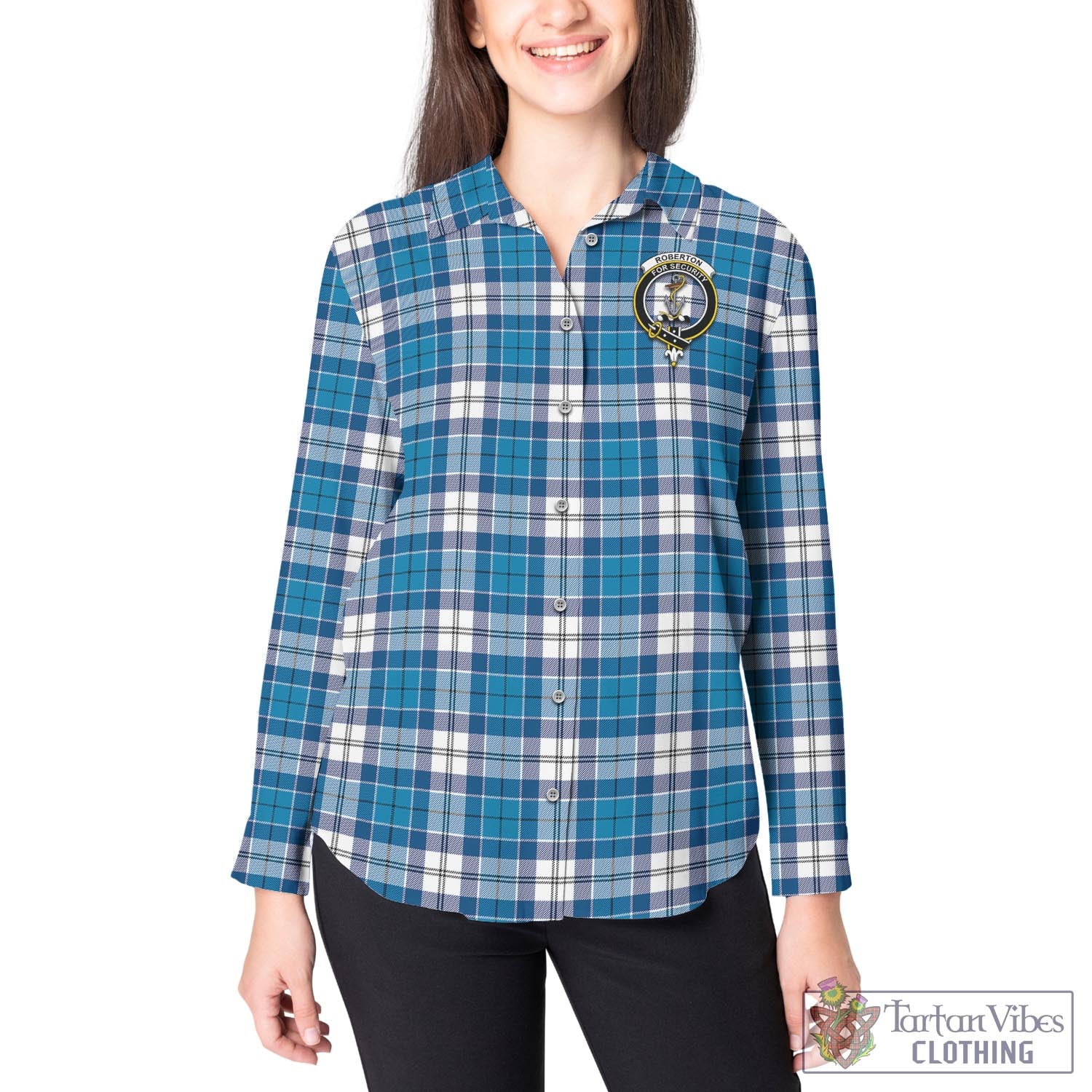 Roberton Tartan Women's Casual Shirt with Family Crest - Tartan Vibes Clothing