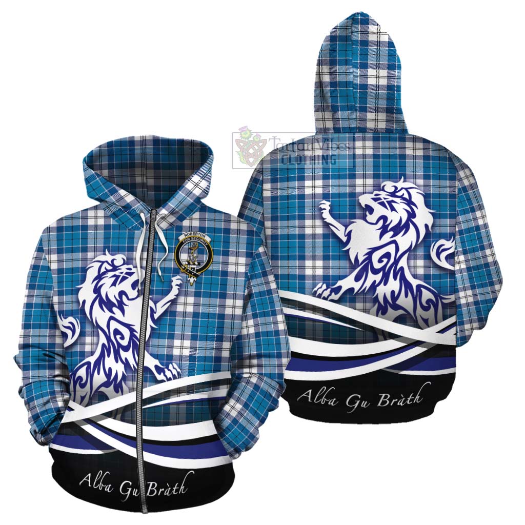 Roberton Tartan Cotton Hoodie with Alba Gu Brath Regal Lion Emblem - Tartan Vibes Clothing