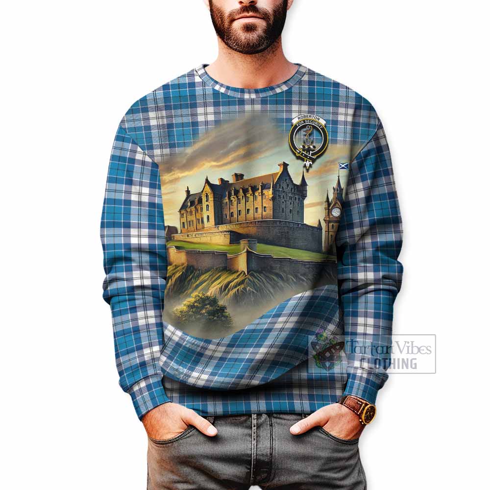 Roberton Tartan Family Crest Sweatshirt with Scottish Ancient Castle Style - Tartan Vibes Clothing