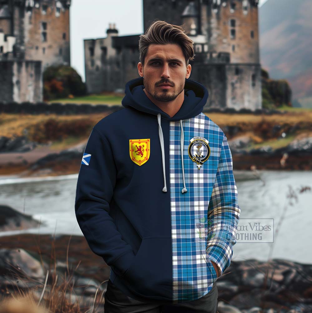Roberton Tartan Cotton Hoodie Alba with Scottish Lion Royal Arm Half Style - Tartan Vibes Clothing