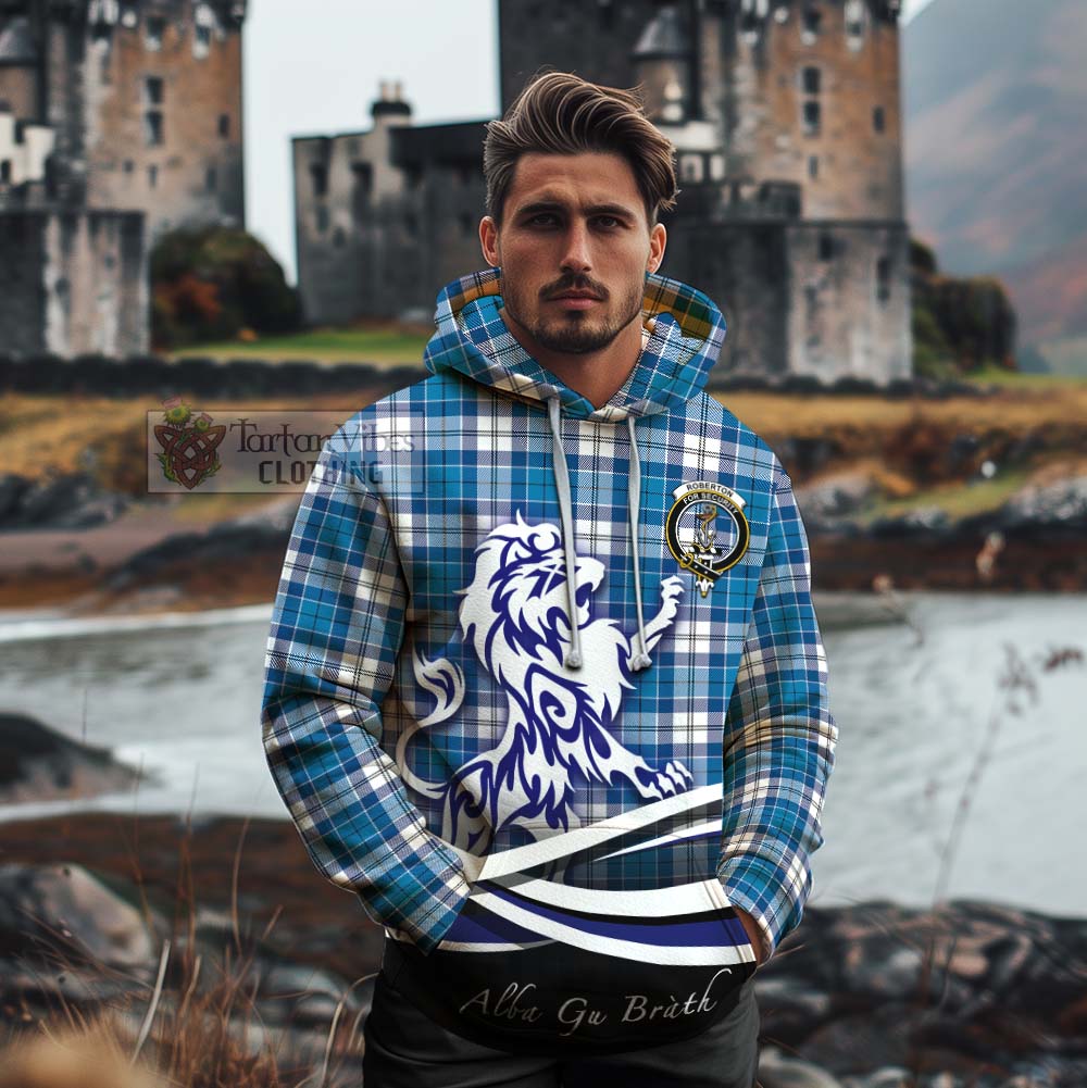 Roberton Tartan Cotton Hoodie with Alba Gu Brath Regal Lion Emblem - Tartan Vibes Clothing