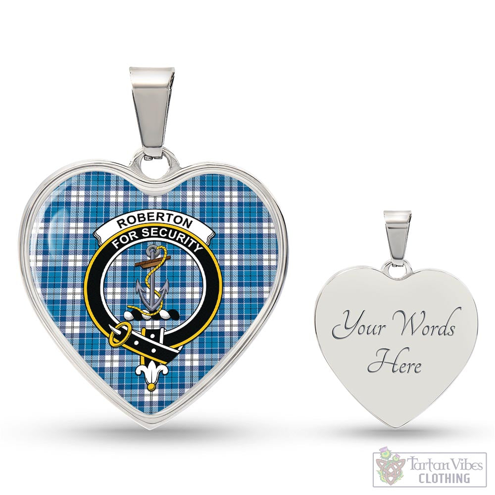 Roberton Tartan Heart Necklace with Family Crest Luxury Necklace (Silver) Yes - Tartan Vibes Clothing