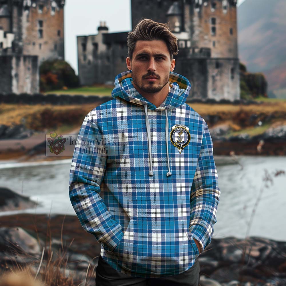 Roberton Tartan Cotton Hoodie with Family Crest Celtic Skull Style - Tartan Vibes Clothing
