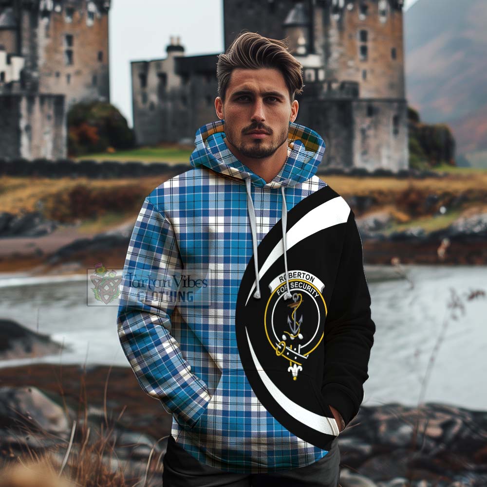 Roberton Tartan Cotton Hoodie with Family Crest Circle Style - Tartan Vibes Clothing