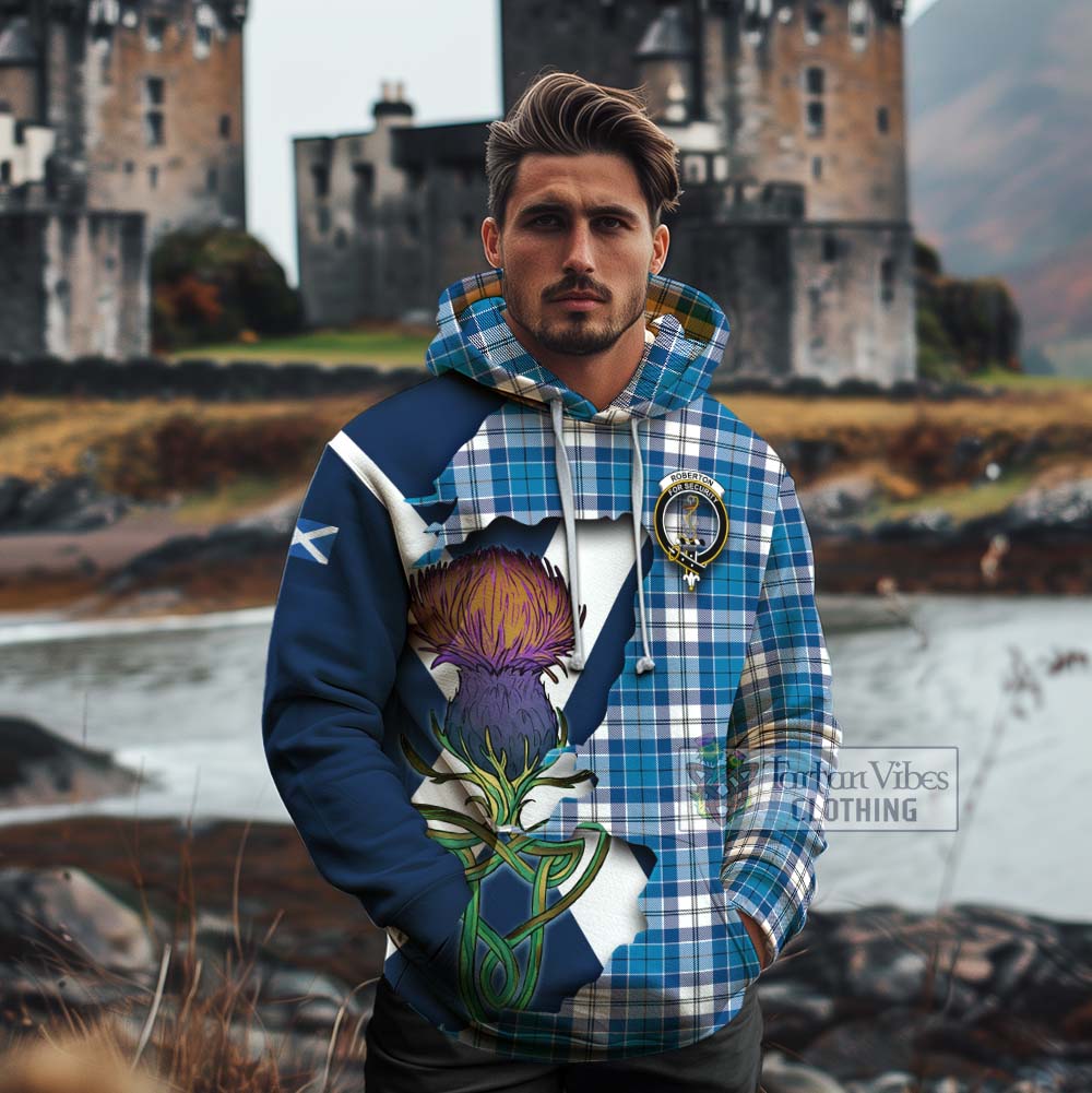 Roberton Tartan Family Crest Cotton Hoodie Scottish Thistle Celtic Inspired - Tartan Vibes Clothing