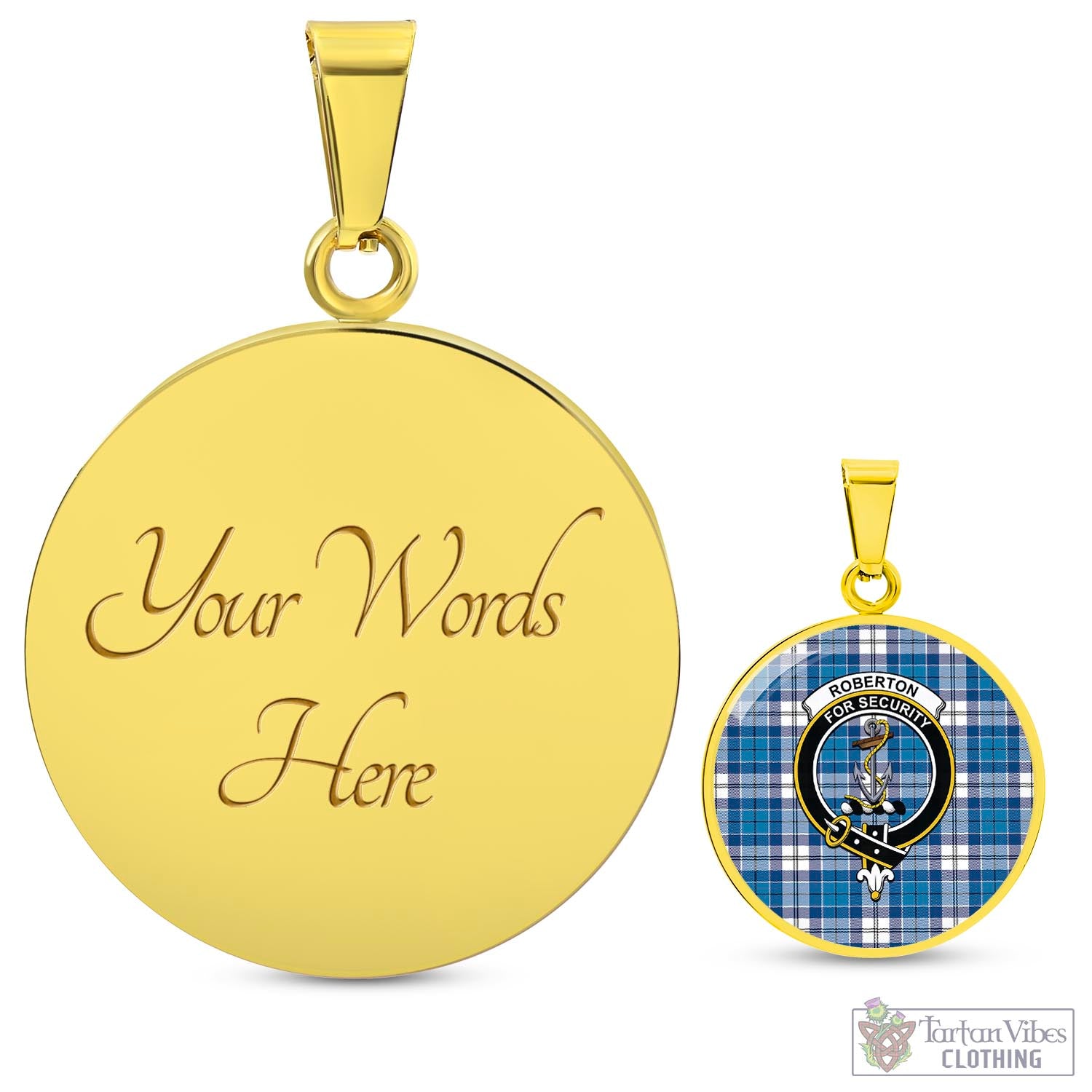 Roberton Tartan Circle Necklace with Family Crest Luxury Necklace (Gold) Yes - Tartan Vibes Clothing