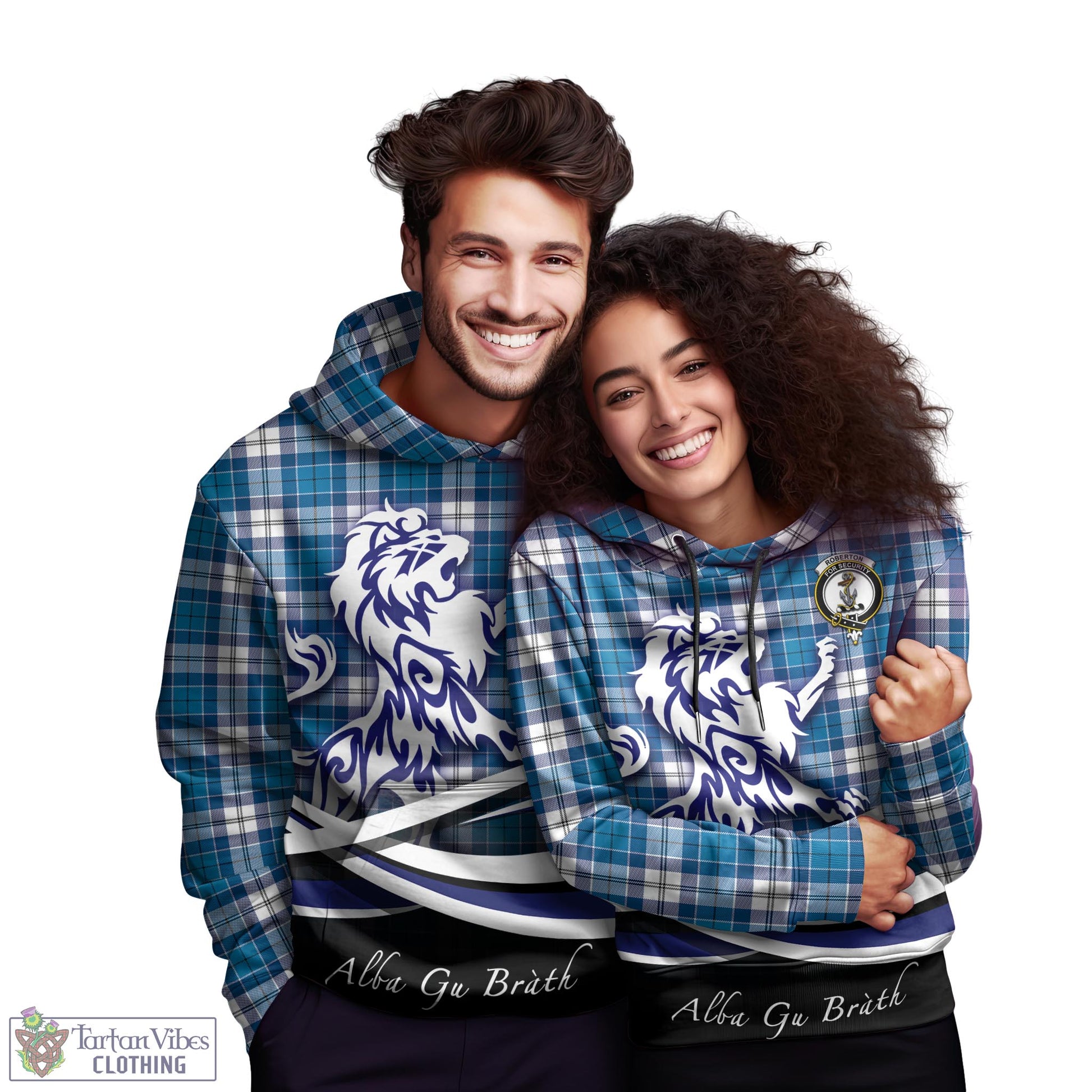 Roberton Tartan Hoodie with Alba Gu Brath Regal Lion Emblem - Tartan Vibes Clothing