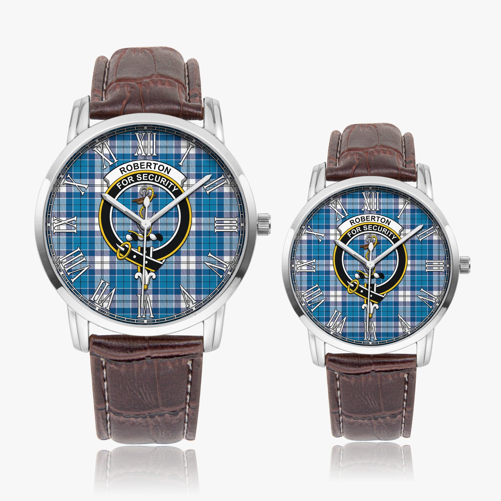 Roberton Tartan Family Crest Leather Strap Quartz Watch - Tartan Vibes Clothing