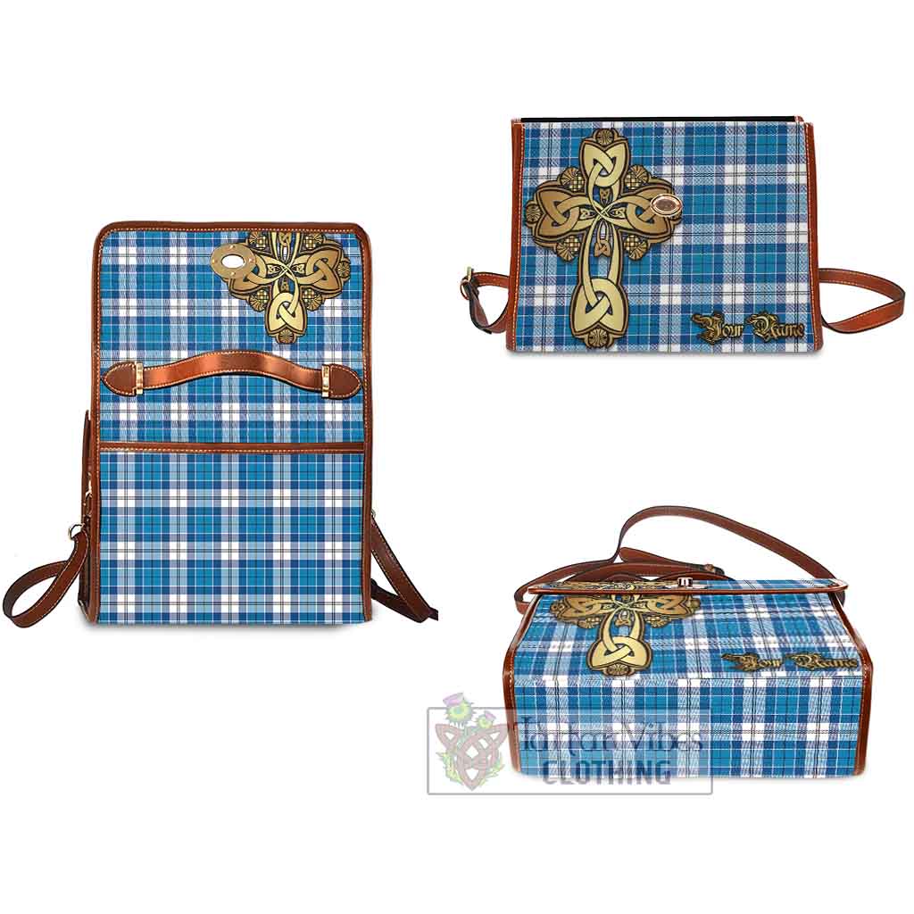 Tartan Vibes Clothing Roberton Tartan Waterproof Canvas Bag Golden Thistle Celtic Cross Style