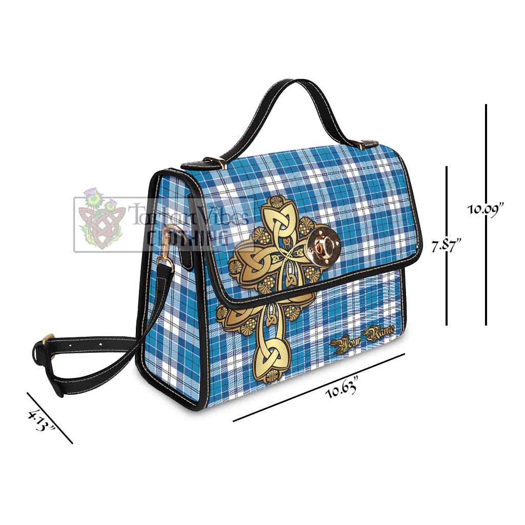 Tartan Vibes Clothing Roberton Tartan Waterproof Canvas Bag Golden Thistle Celtic Cross Style