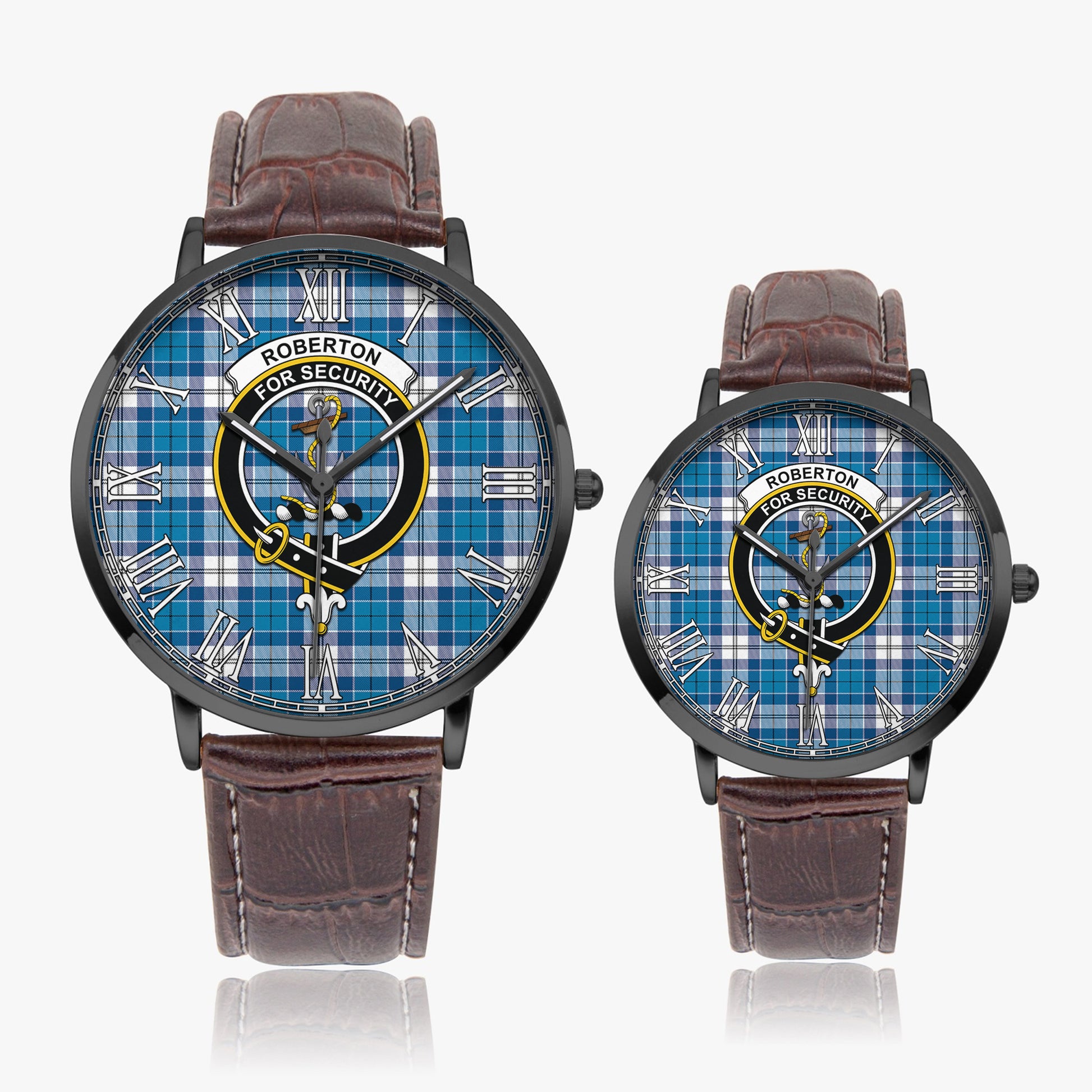 Roberton Tartan Family Crest Leather Strap Quartz Watch - Tartan Vibes Clothing