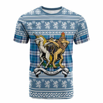 Roberton Clan Tartan Crest Christmas Cotton T-shirt Coat of Arms Funny Style - Tartan Vibes Clothing