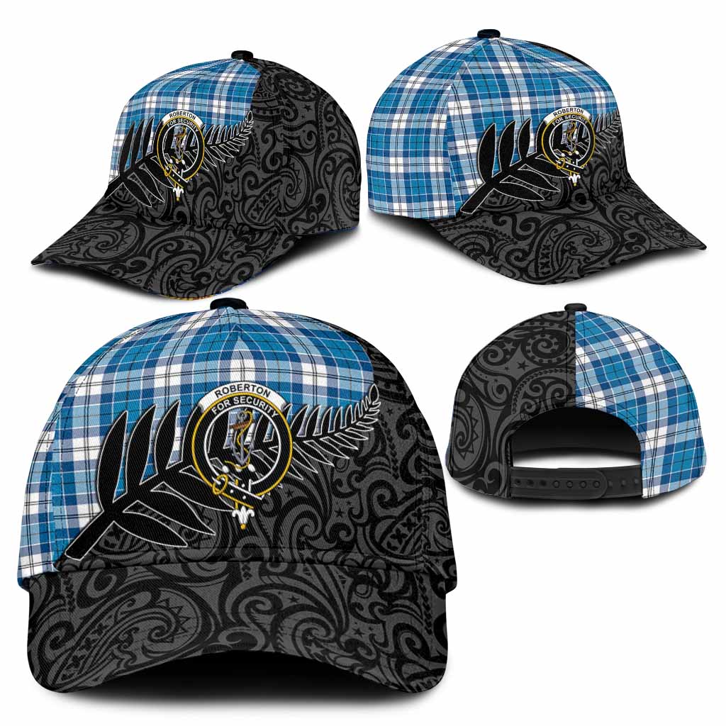 Roberton Crest Tartan Classic Cap with New Zealand Silver Fern Half Style