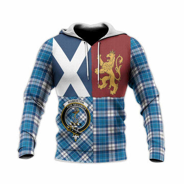 Roberton Crest Tartan Knitted Hoodie with Lion Rampant Saltire Style