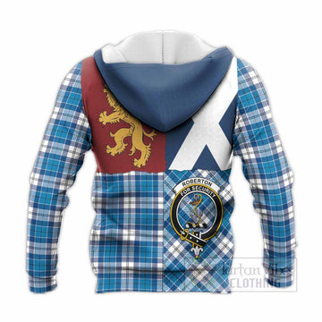Roberton Crest Tartan Knitted Hoodie with Lion Rampant Saltire Style