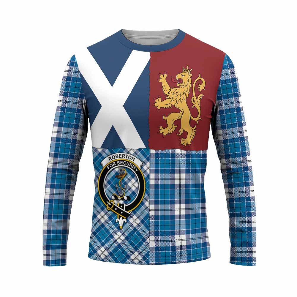 Roberton Crest Tartan Long Sleeve T-Shirt with Lion Rampant Saltire Style