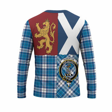 Roberton Crest Tartan Long Sleeve T-Shirt with Lion Rampant Saltire Style