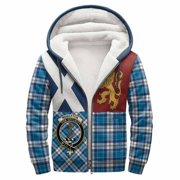 Roberton Crest Tartan Sherpa Hoodie with Lion Rampant Saltire Style