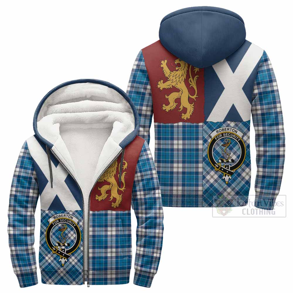 Roberton Crest Tartan Sherpa Hoodie with Lion Rampant Saltire Style