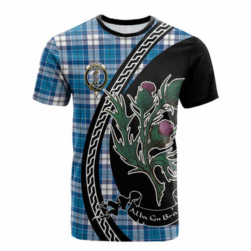Roberton Family Crest Tartan Cotton T-shirt Alba Thistle Inspired - Tartan Vibes Clothing
