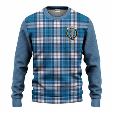Roberton Tartan Accent Knitted Sweater with Family Crest