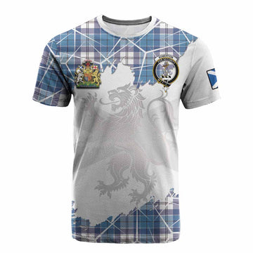 Roberton Tartan Cotton T-shirt with Family Crest and Lion Rampant Grunge Style