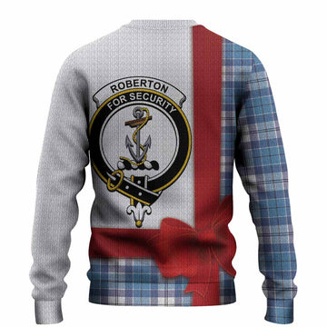 Roberton Tartan Crest Christmas Christmas Ugly Sweater Highland Cow Bagpipes Coquette Bow Style