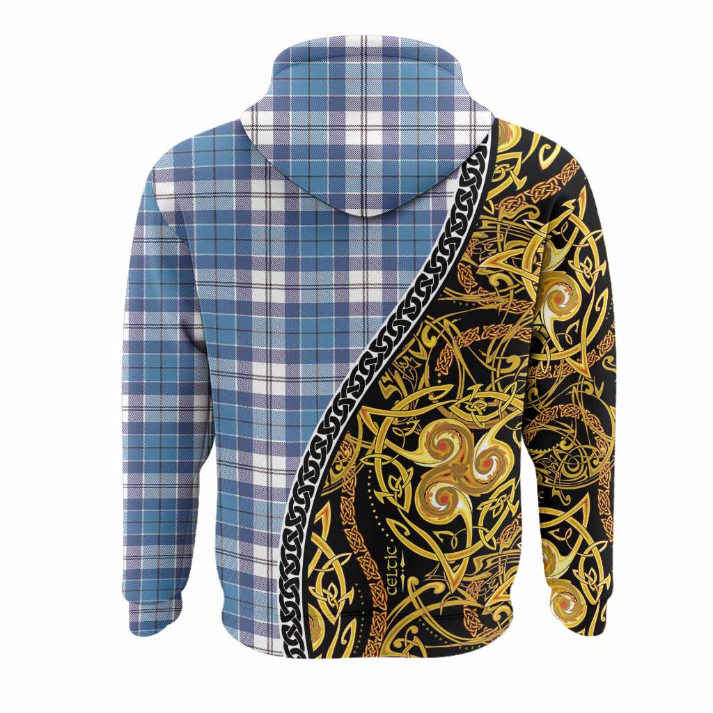Roberton Tartan Crest Hoodie Celtic Knot and Triple Trickle Spiral Symbols