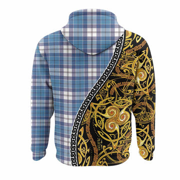 Roberton Tartan Crest Hoodie Celtic Knot and Triple Trickle Spiral Symbols