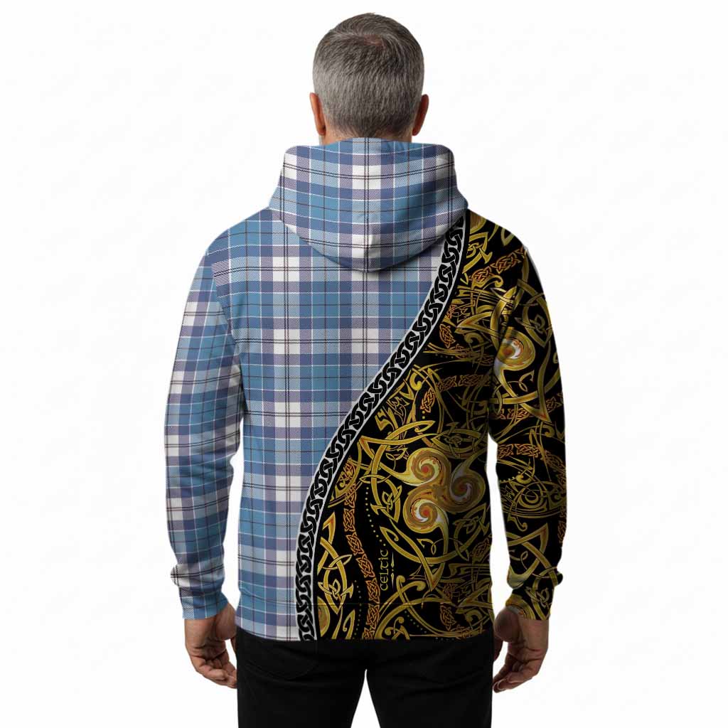 Roberton Tartan Crest Hoodie Celtic Knot and Triple Trickle Spiral Symbols