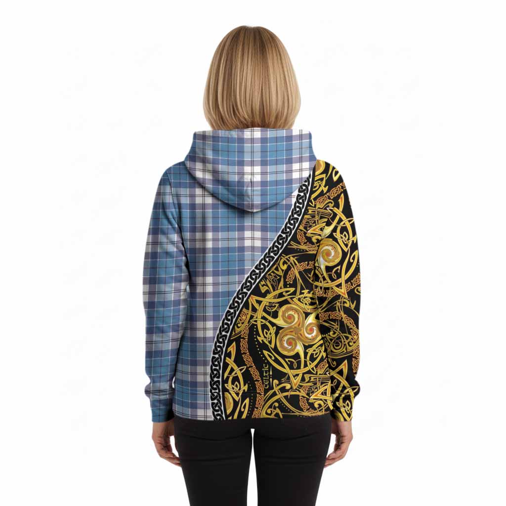 Roberton Tartan Crest Hoodie Celtic Knot and Triple Trickle Spiral Symbols