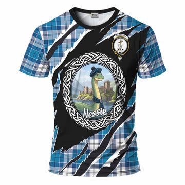Roberton Tartan Crest Loch Ness Monster T-Shirt Celtic Knot Nessie Art