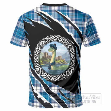 Roberton Tartan Crest Loch Ness Monster T-Shirt Celtic Knot Nessie Art