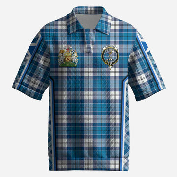 Roberton Tartan Crest Men’s Polo Sweater Top Scotland Coat of Arm Flag Style