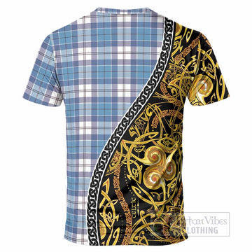 Roberton Tartan Crest T-Shirt Celtic Knot and Triple Trickle Spiral Symbols