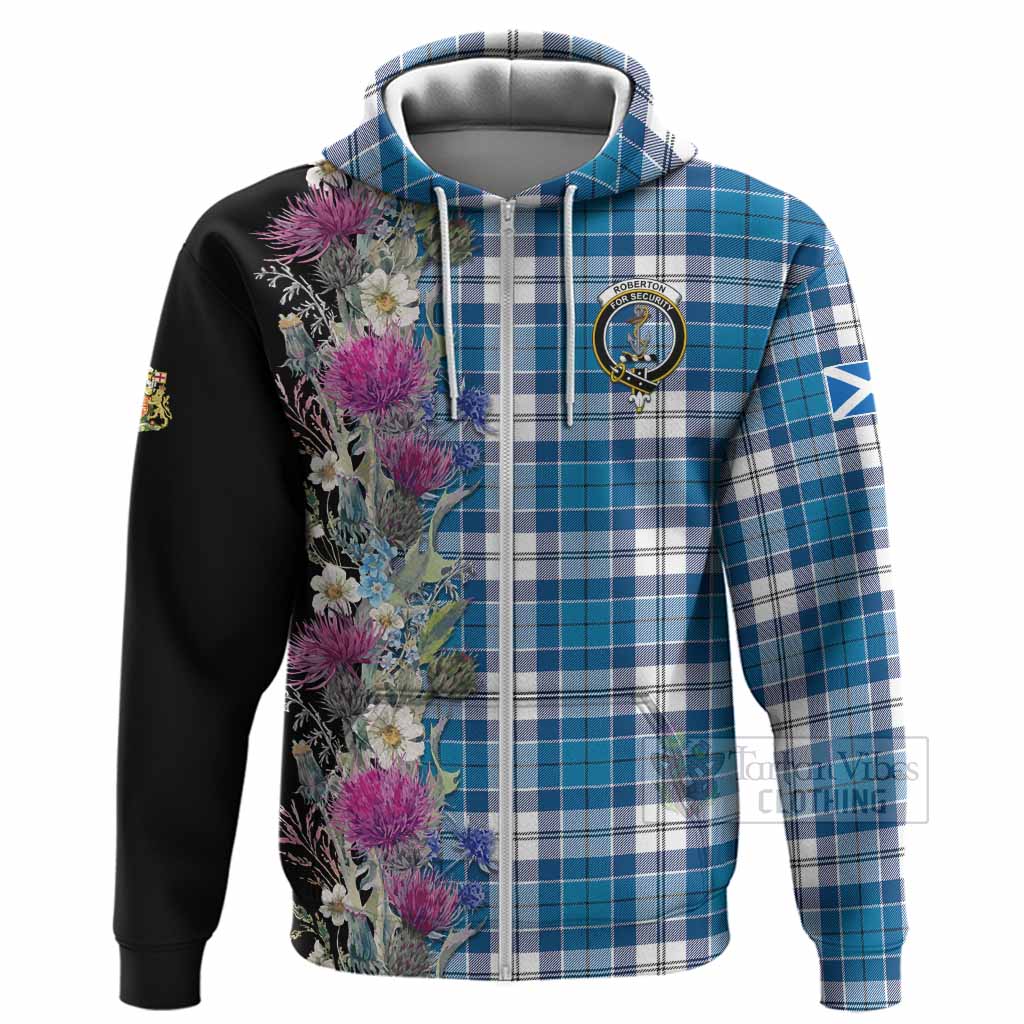 Roberton Tartan Crest Thistle Floral Hoodie