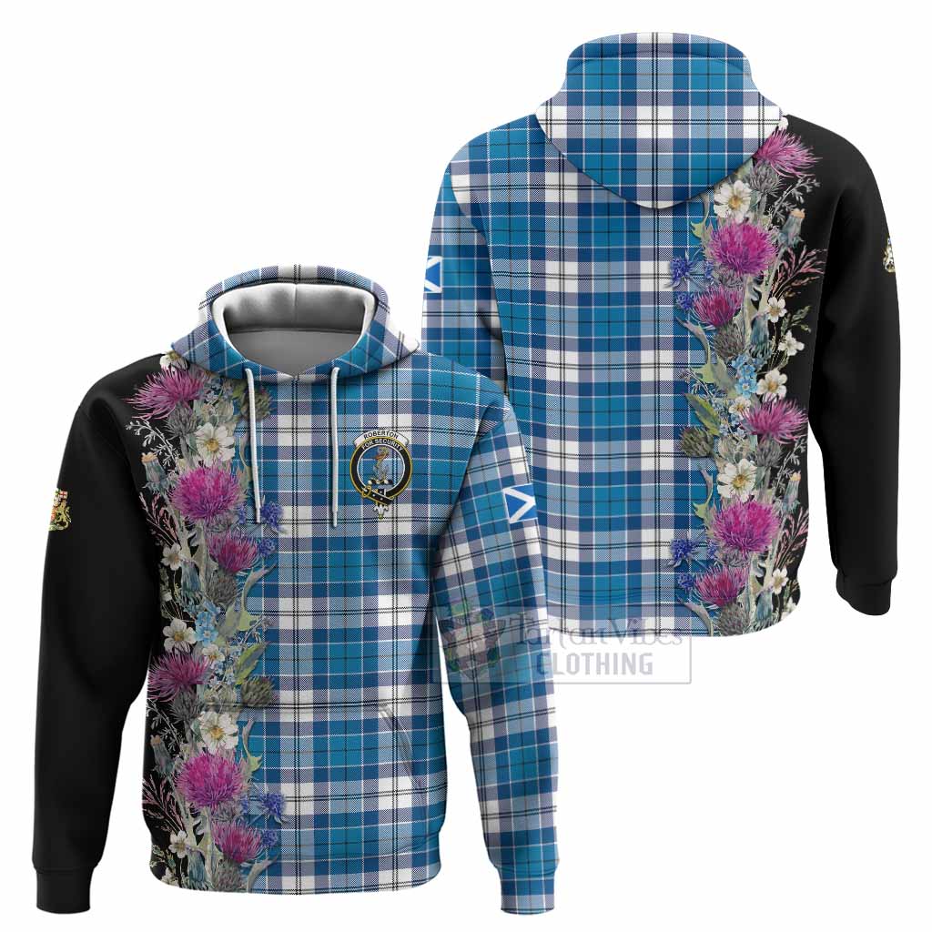 Roberton Tartan Crest Thistle Floral Hoodie