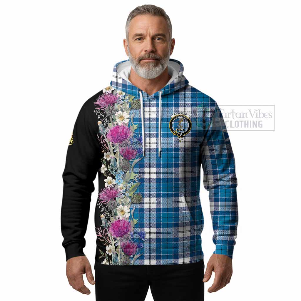 Roberton Tartan Crest Thistle Floral Hoodie