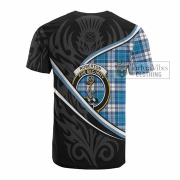 Roberton Tartan Family Crest Cotton T-shirt Celtic Scottish Thistle Floral - Tartan Vibes Clothing