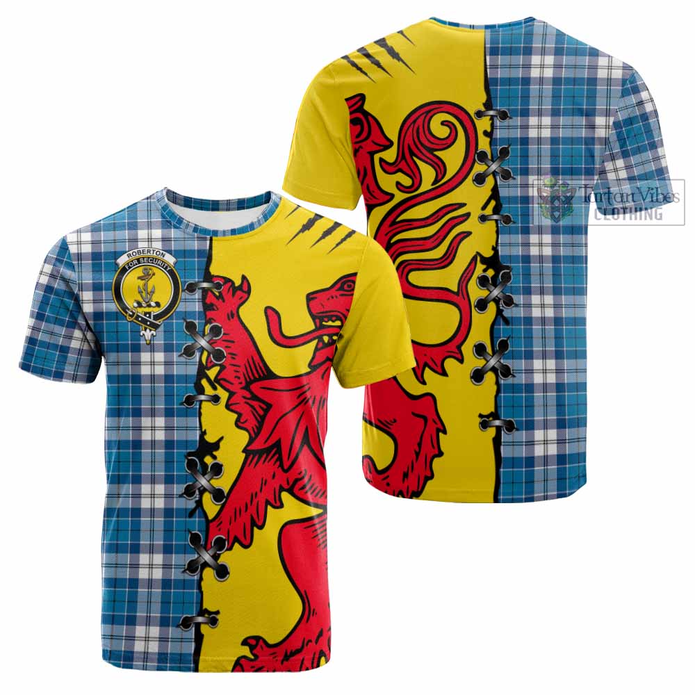 Roberton Tartan Family Crest Cotton T-shirt Lion Rampant Honor - Tartan Vibes Clothing