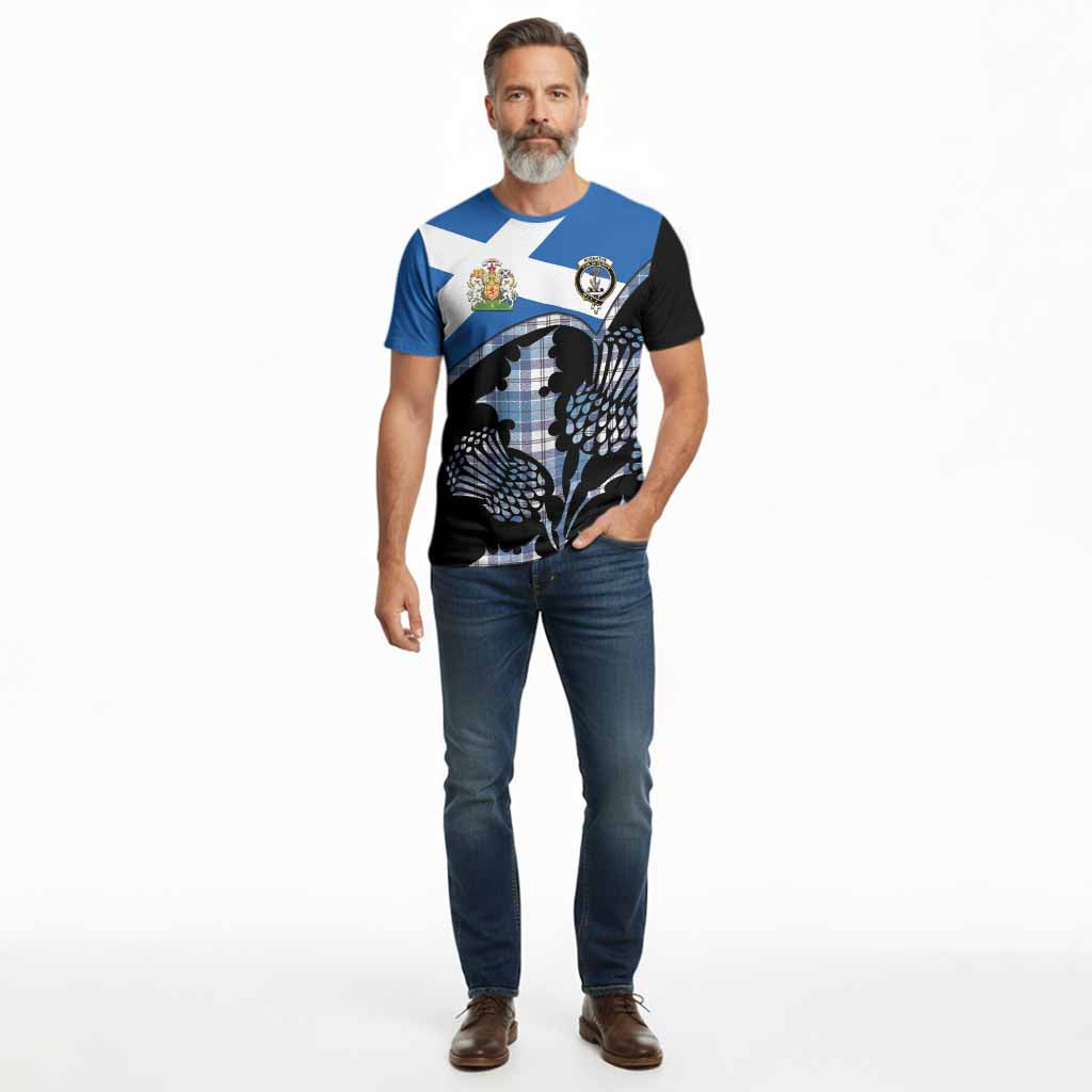 Roberton Tartan Family Crest Cotton T-shirt Scotland Thistle Floral Flag Style