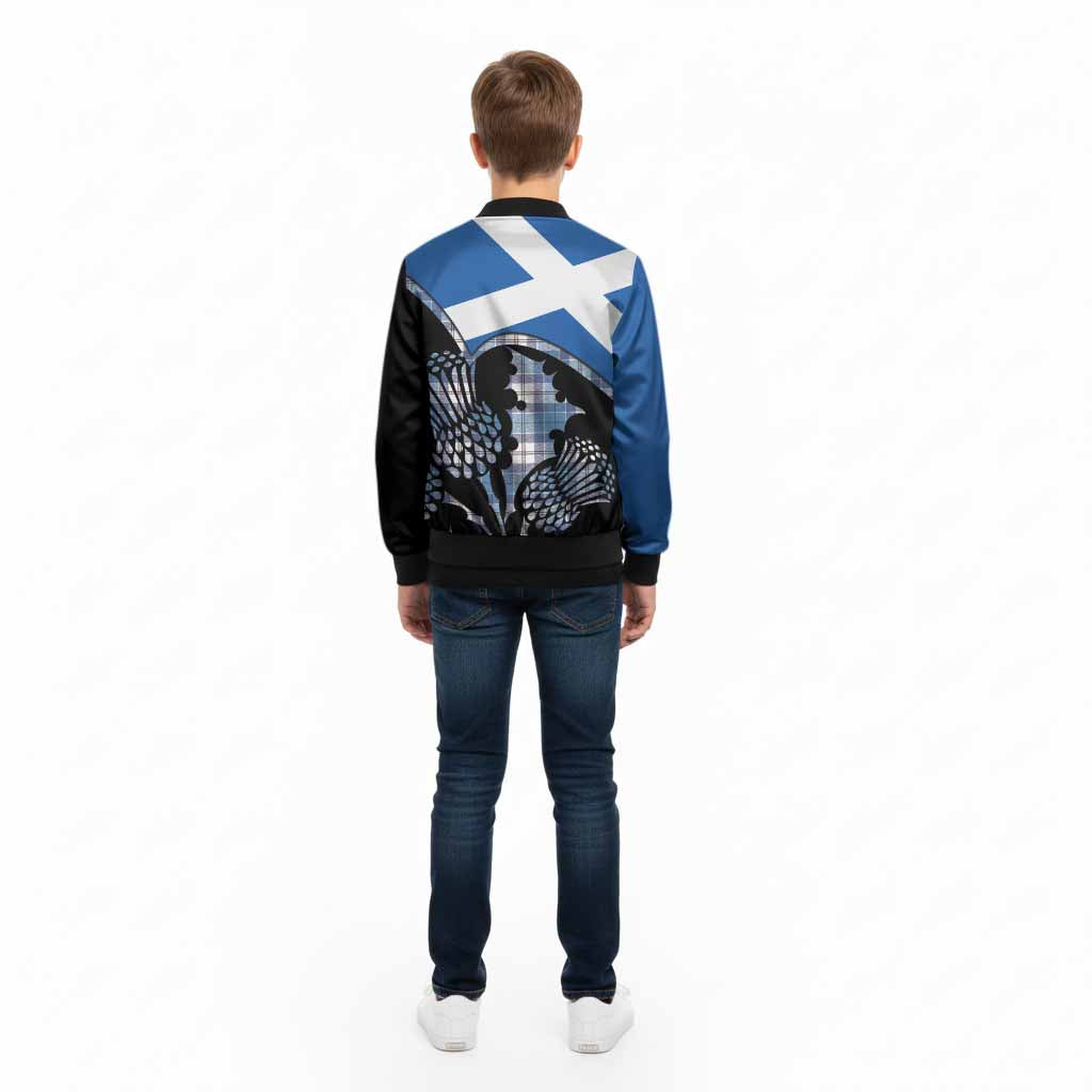 Roberton Tartan Family Crest Kid Bomber Jacket Scotland Thistle Floral Flag Style