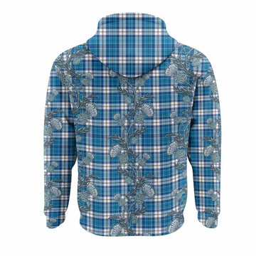 Roberton Tartan Hoodie Seamless Scottish Thistle Flowers